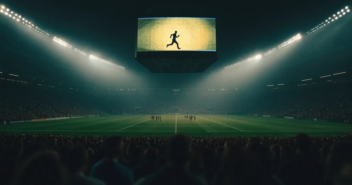 Um marcador eletrónico de um estádio com o resultado a meio da segunda parte, visto das bancadas